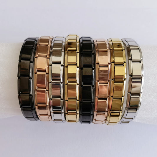 Gold, silver, rose gold, black Italian bracelet, 9mm Italian charms bracelets, 18 links